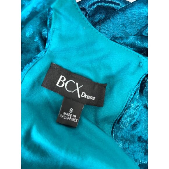 BCX Dress Teal Velvet Sleeveless A-Line Dress With Keyhole & Button Closure Size - Picture 6 of 11